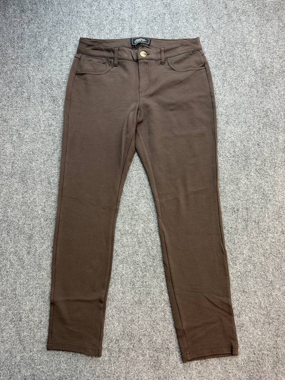 One 5 One Women's Brown Straight Leg Pants Size 28 Five Pocket Stretch